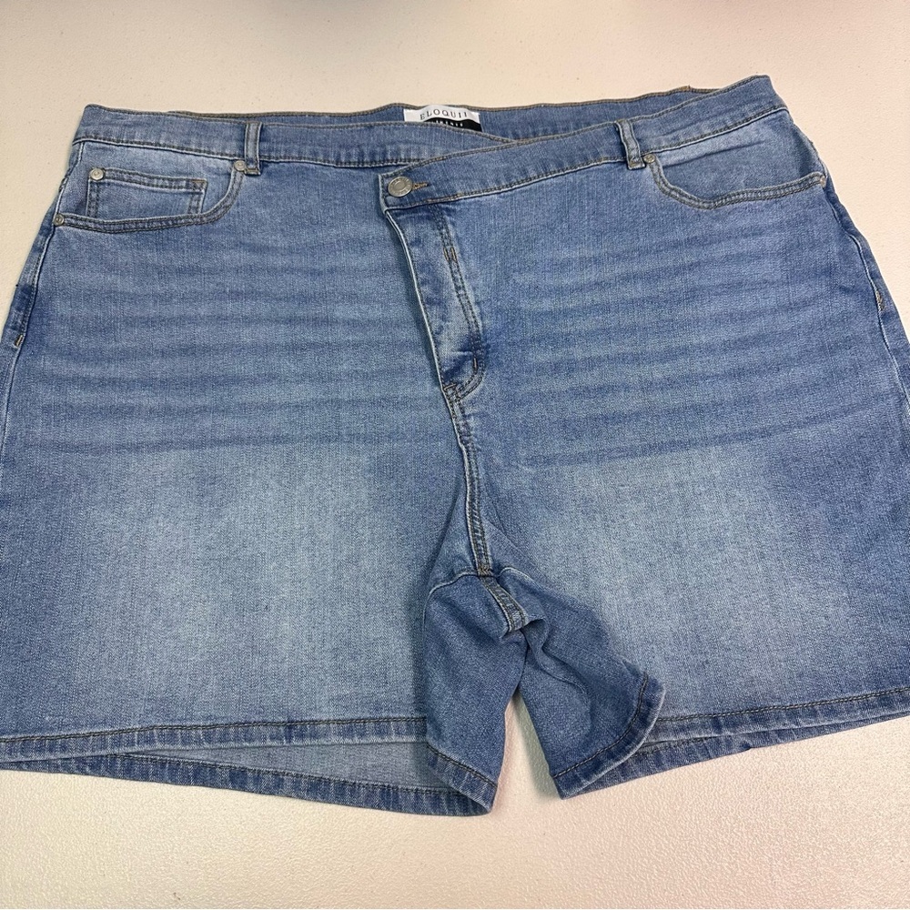 Eloquii |‎ Light Blue Overlap Jean Shorts for Women